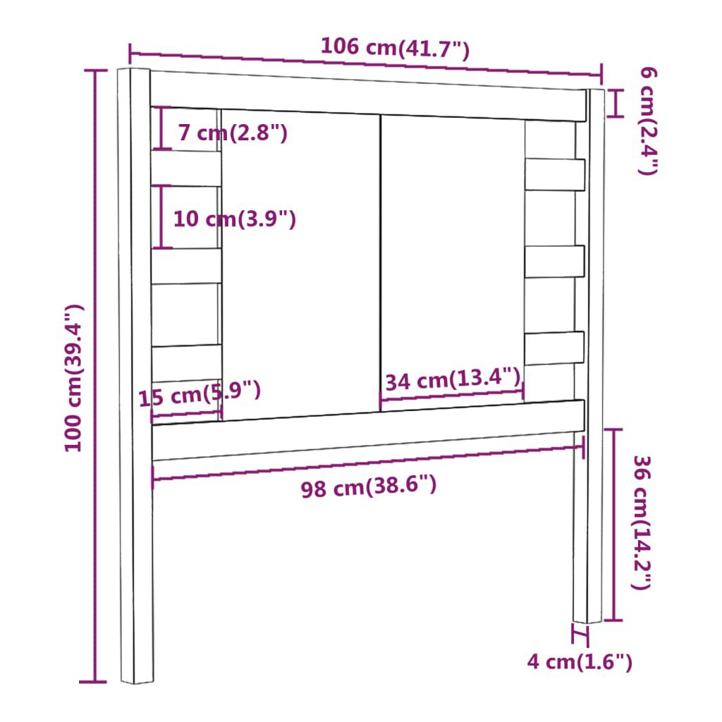 vidaXL Κεφαλάρι Γκρι 106 x 4 x 100 εκ. από Μασίφ Ξύλο Πεύκου