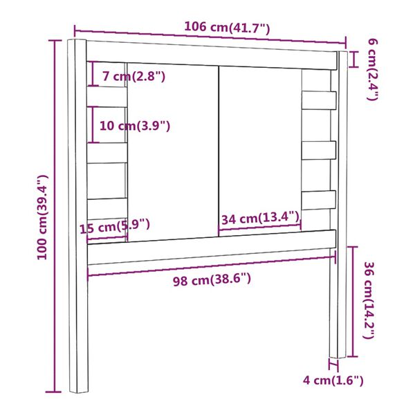 vidaXL Κεφαλάρι Γκρι 106 x 4 x 100 εκ. από Μασίφ Ξύλο Πεύκου
