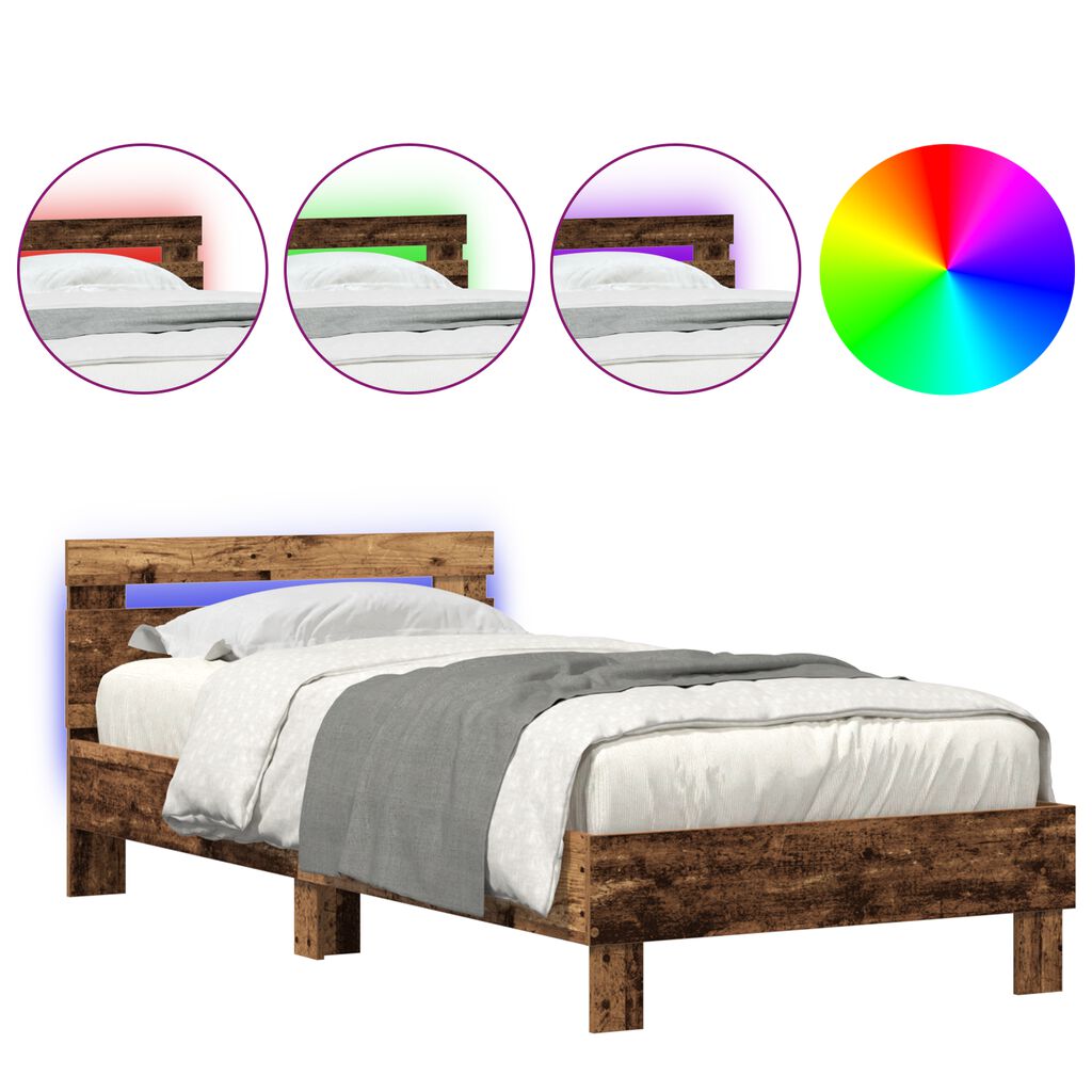 vidaXL Σκελετός Κρεβατιού Παλαιό ξύλο 75 x 190 cm Επεξεργασμένο ξύλο