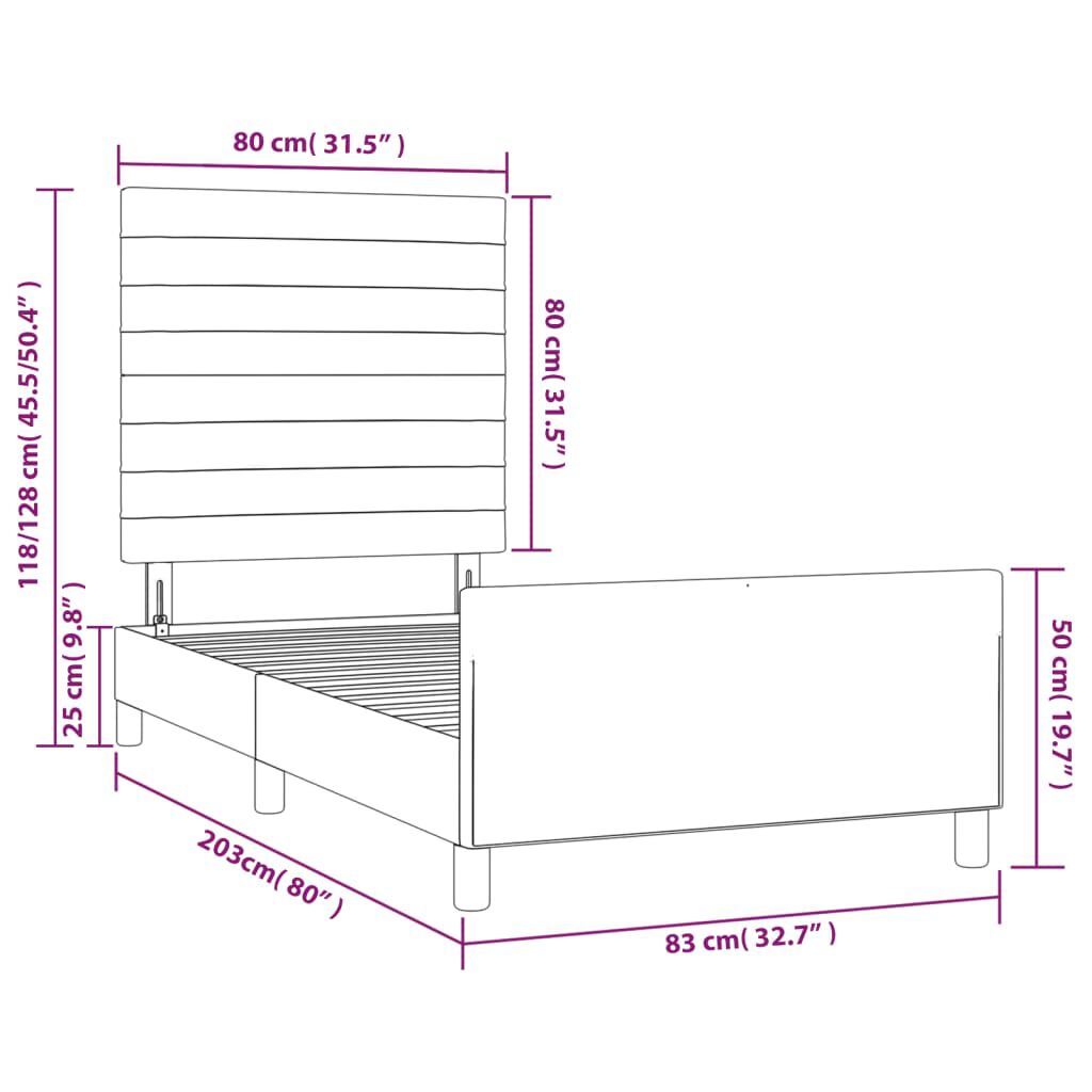 vidaXL Πλαίσιο κρεβατιού χωρίς στρώμα Κρέμα 80x200 cm Ύφασμα