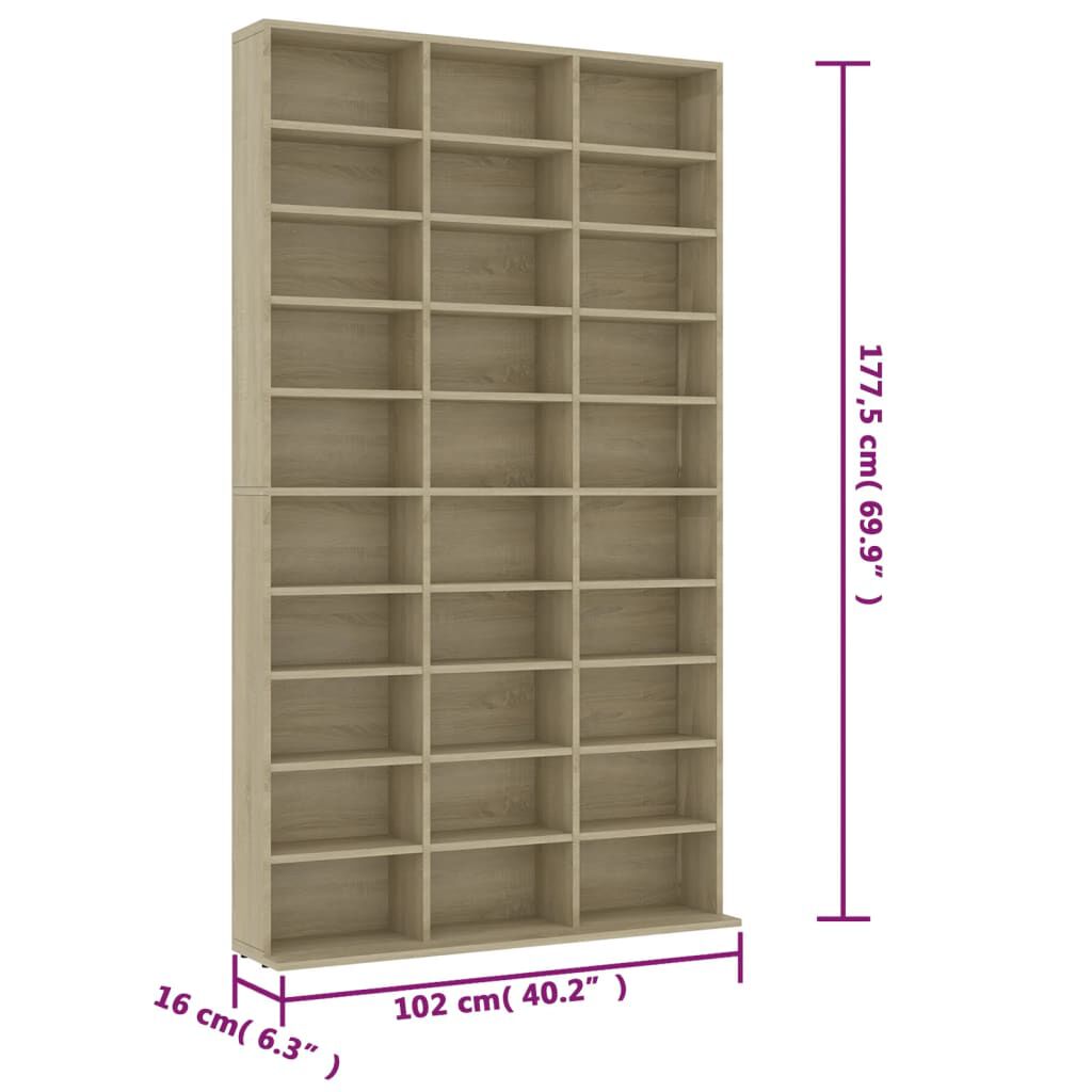 vidaXL Έπιπλο για CD Δρυς 102 x 16 x 177,5 εκ. από Επεξεργασμένο Ξύλο