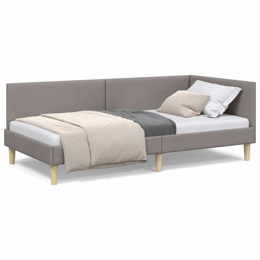 vidaXL Κρεβάτι Γωνίας Άλλο Taupe 100 x 200 cm Ύφασμα και Έργο ξύλου