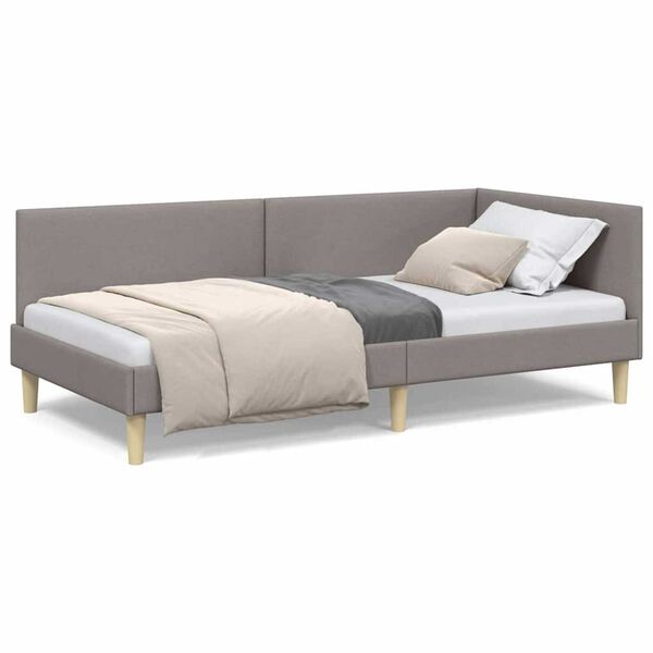 vidaXL Κρεβάτι Γωνίας Άλλο Taupe 100 x 200 cm Ύφασμα και Έργο ξύλου