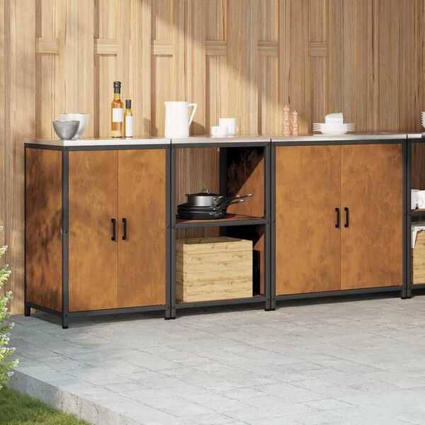 vidaXL Σετ Αποθήκευσης Κουζίνας με ράφι Άλλο 3 pcs Σκ rusty Ατσάλι