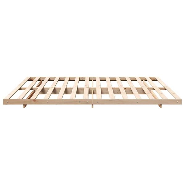 vidaXL Κρεβάτι δαπέδου Καφέ 200 x 200 cm Μασίφ ξύλο πεύκου