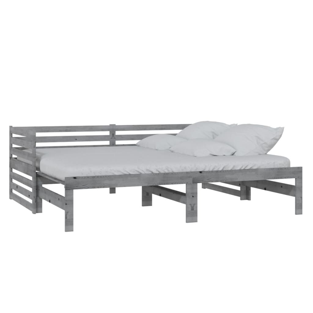 vidaXL Καναπές Κρεβάτι Γκρι 2 x (90 x 200) εκ. από Μασίφ Ξύλο Πεύκου