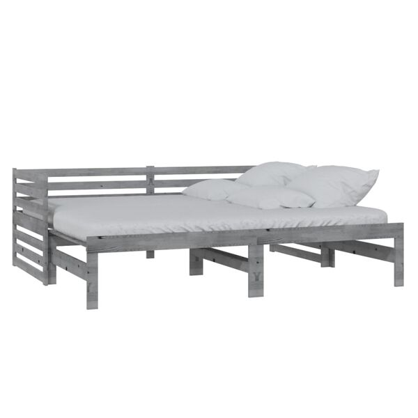 vidaXL Καναπές Κρεβάτι Γκρι 2 x (90 x 200) εκ. από Μασίφ Ξύλο Πεύκου