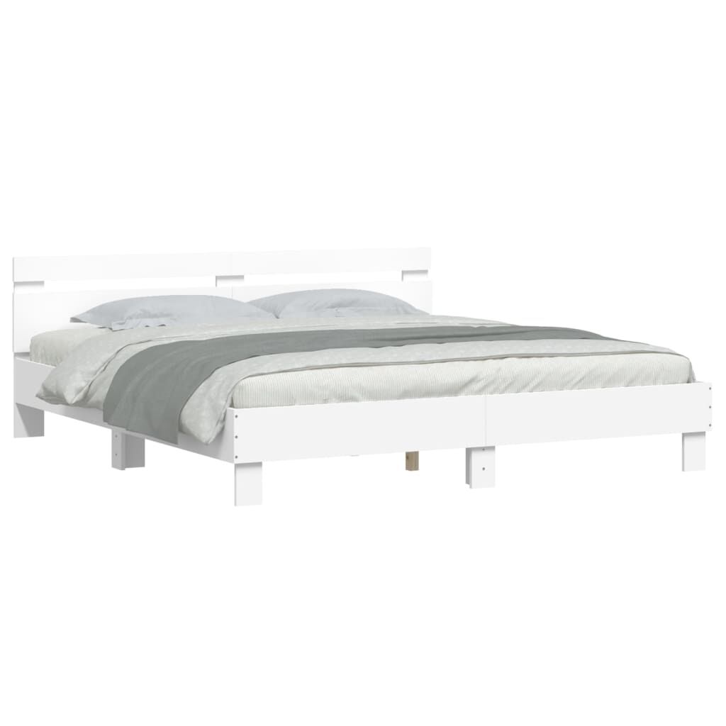 vidaXL Πλαίσιο Κρεβατιού με Κεφαλάρι/LED Λευκό 160x200 εκ.