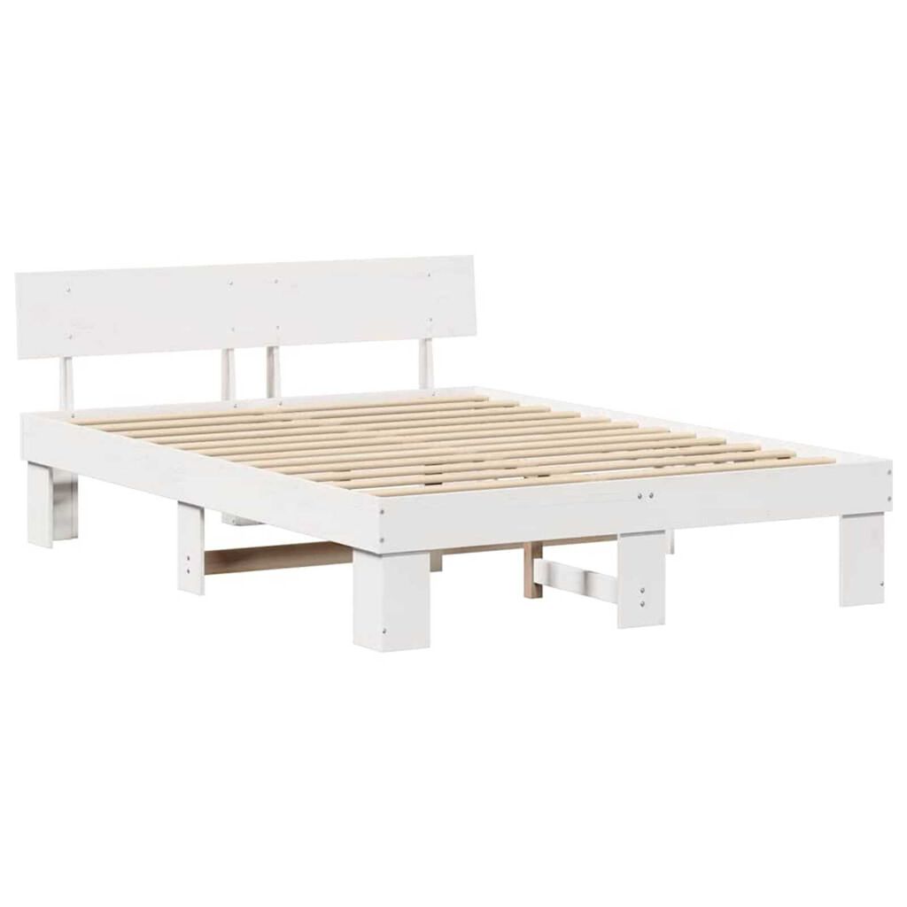vidaXL Σκελετός Κρεβατιού Λευκό 150 x 200 cm Μασίφ ξύλο πεύκου