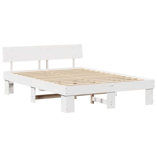vidaXL Σκελετός Κρεβατιού Λευκό 150 x 200 cm Μασίφ ξύλο πεύκου