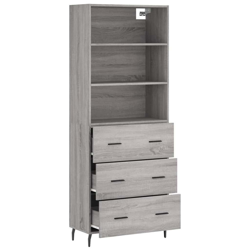 vidaXL Ντουλάπι Γκρι Sonoma 69,5 x 34 x 180 εκ. Επεξεργασμένο Ξύλο