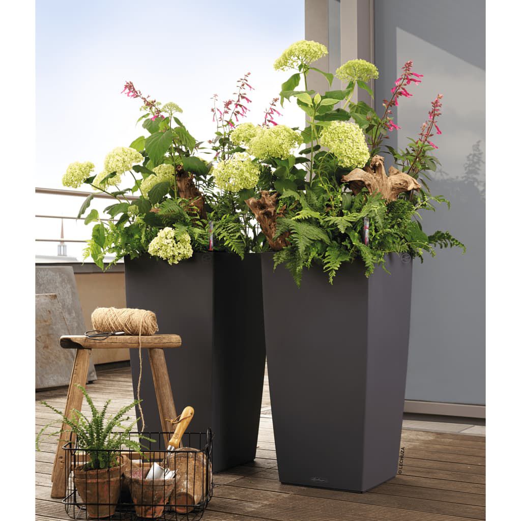 LECHUZA Γλάστρα Cubico Color 40 ALL-IN-ONE Σκούρο Γκρι 13158