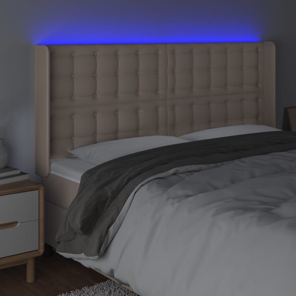 vidaXL Κεφαλάρι Κρεβατιού LED Καπουτσίνο 183x16x118/128 εκ
