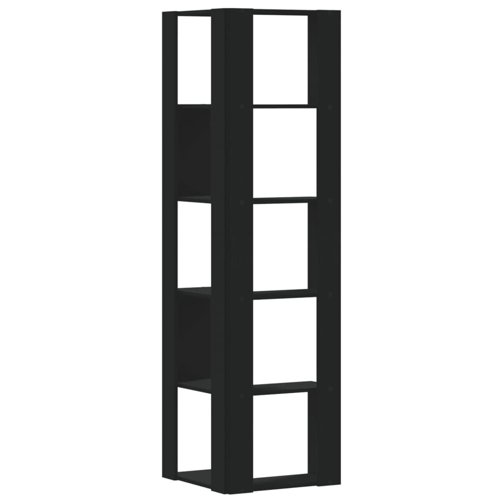 vidaXL Βιβλιοθήκη Γωνιακή 5 Επ. Μαύρο 50x50x179 εκ Επεξ. Ξύλο