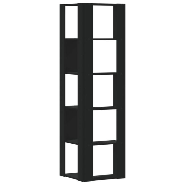 vidaXL Βιβλιοθήκη Γωνιακή 5 Επ. Μαύρο 50x50x179 εκ Επεξ. Ξύλο