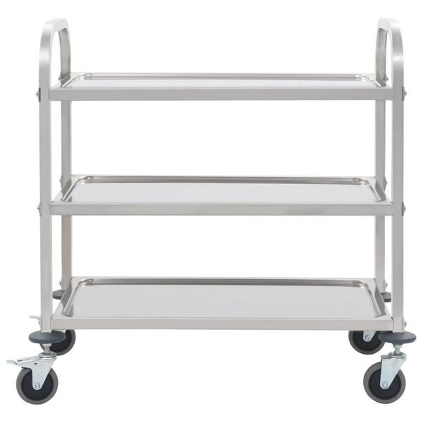 vidaXL Τρόλεϊ Κουζίνας με 3 Ράφια 96,5x55x90 εκ. από Ανοξείδωτο Ατσάλι