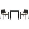 vidaXL Σέτ φαγητού για κήπο 3 pcs Μαύρο Πολυ ράταν