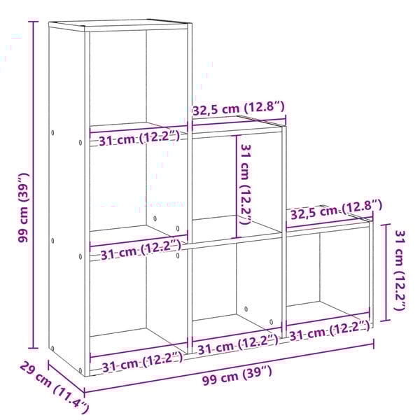 vidaXL Βιβλιοθήκη/Διαχωριστικό Χώρου 3 Επ. 99x29x99 εκ. Επ. Ξύλο