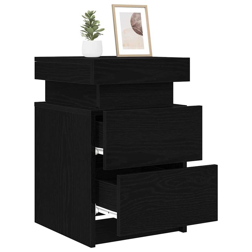 vidaXL Κομοδίνο 2 pcs Μαύρη δρυς 35 x 39 x 55 εκ. Επεξεργασμένο ξύλο