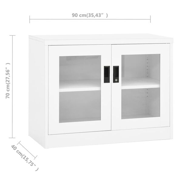 vidaXL Ντουλάπα Γραφείου 90 x 40 x 70 εκ. Λευκή Ατσάλινη