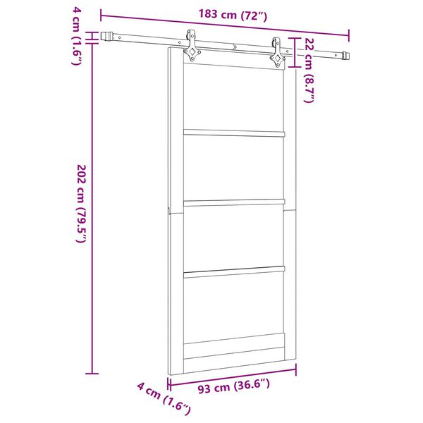 vidaXL Συρόμενη Πόρτα Λευκό 93 x 202 cm