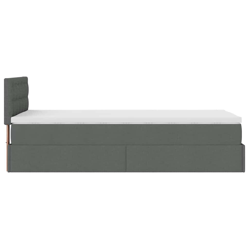 vidaXL Οθωμανικό κρεβάτι με στρώμα σκούρο γκρι 90x190cm ύφασμα