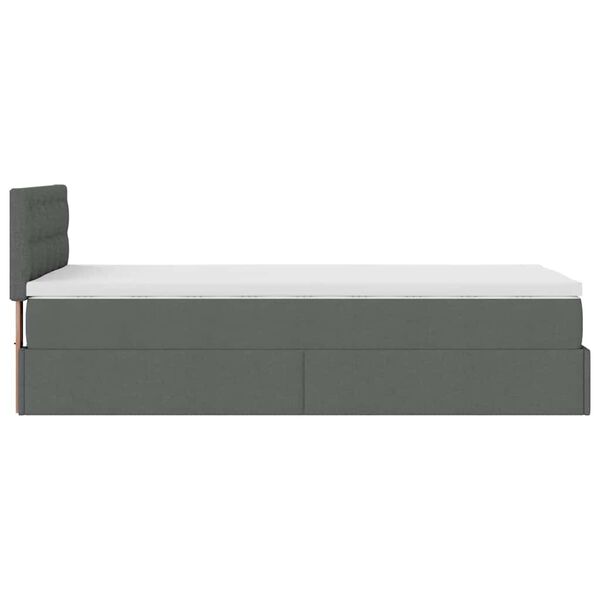 vidaXL Οθωμανικό κρεβάτι με στρώμα σκούρο γκρι 90x190cm ύφασμα