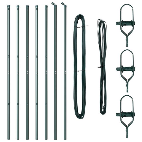 vidaXL Σετ Φράχτων 7 pcs Πράσινο Ø32mm 160 εκ Μέταλλο