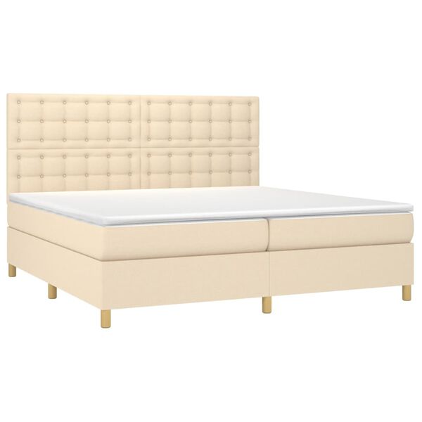 vidaXL &Kappa;&rho;&epsilon;&beta;ά&tau;&iota; Boxspring &mu;&epsilon; &Sigma;&tau;&rho;ώ&mu;&alpha; &Kappa;&rho;&epsilon;&mu; 200x200 &epsilon;&kappa;. &Upsilon;&phi;&alpha;&sigma;&mu;ά&tau;&iota;&nu;&omicron;