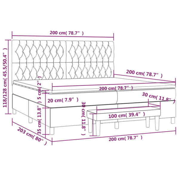 vidaXL Κρεβάτι Boxspring με Στρώμα Ροζ 200x200 εκ. Βελούδινο