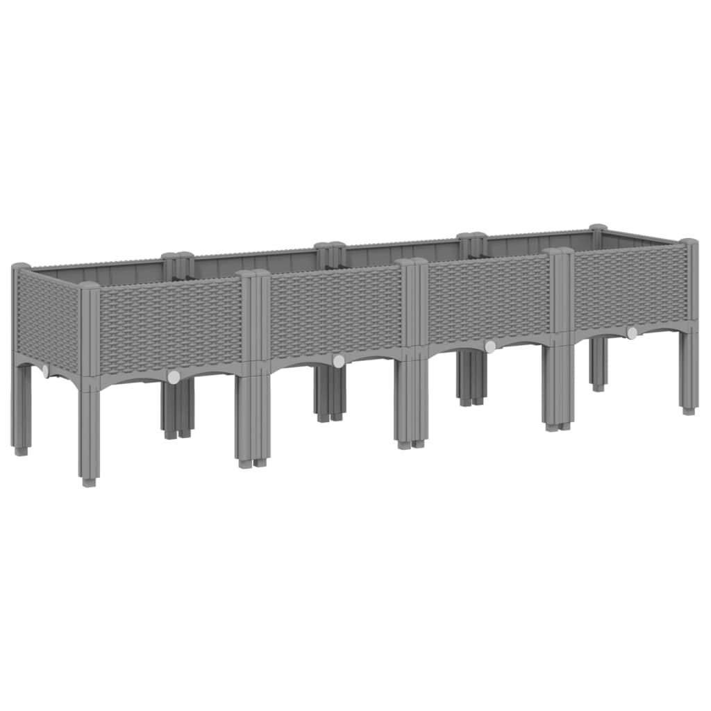 vidaXL Ζαρντινιέρα Κήπου με Πόδια Αν. Γκρι 160x40x42 εκ Πολυπροπυλένιο