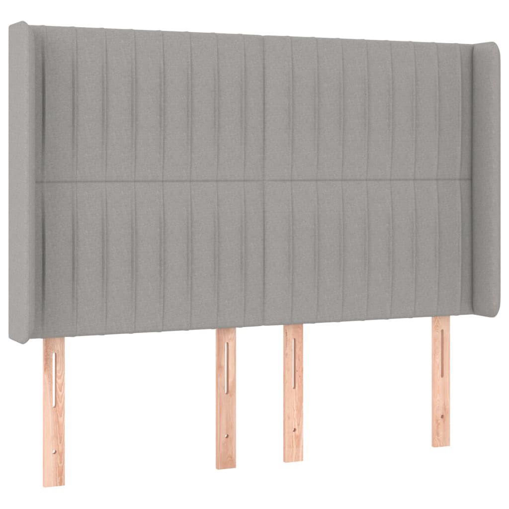 vidaXL Κρεβάτι Boxspring με Στρώμα & LED Αν.Γκρι 140x200εκ. Υφασμάτινο