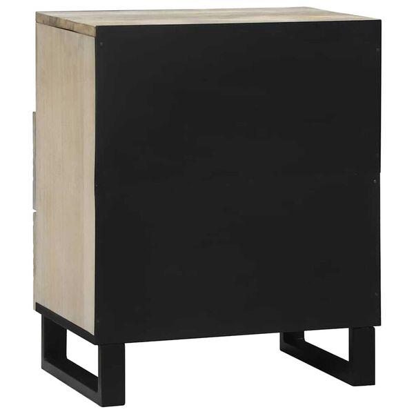 vidaXL Κομοδίνο Λευκό και μαύρο 50 x 33 x 60 εκ Μασίφ ξύλο μάνγκο