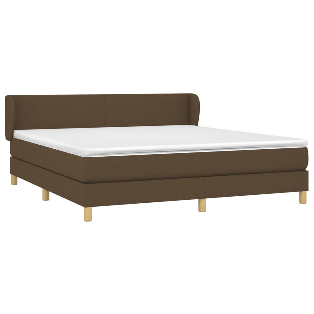 vidaXL Κρεβάτι Boxspring με Στρώμα Σκούρο Καφέ 180x200 εκ Υφασμάτινο