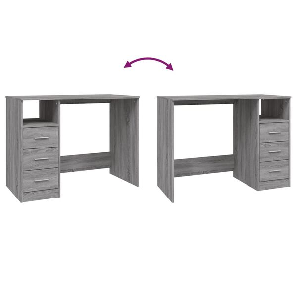 vidaXL Γραφείο με Συρτάρια Γκρι Sonoma 102x50x76 εκ Επεξεργασμένο Ξύλο