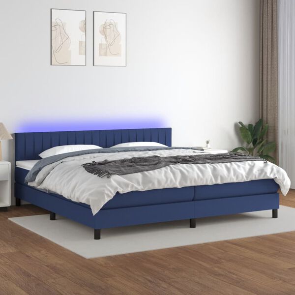 vidaXL &Kappa;&rho;&epsilon;&beta;ά&tau;&iota; Boxspring &mu;&epsilon; &Sigma;&tau;&rho;ώ&mu;&alpha; & LED &Mu;&pi;&lambda;&epsilon; 200x200 &epsilon;&kappa;. &Upsilon;&phi;&alpha;&sigma;&mu;ά&tau;&iota;&nu;&omicron;