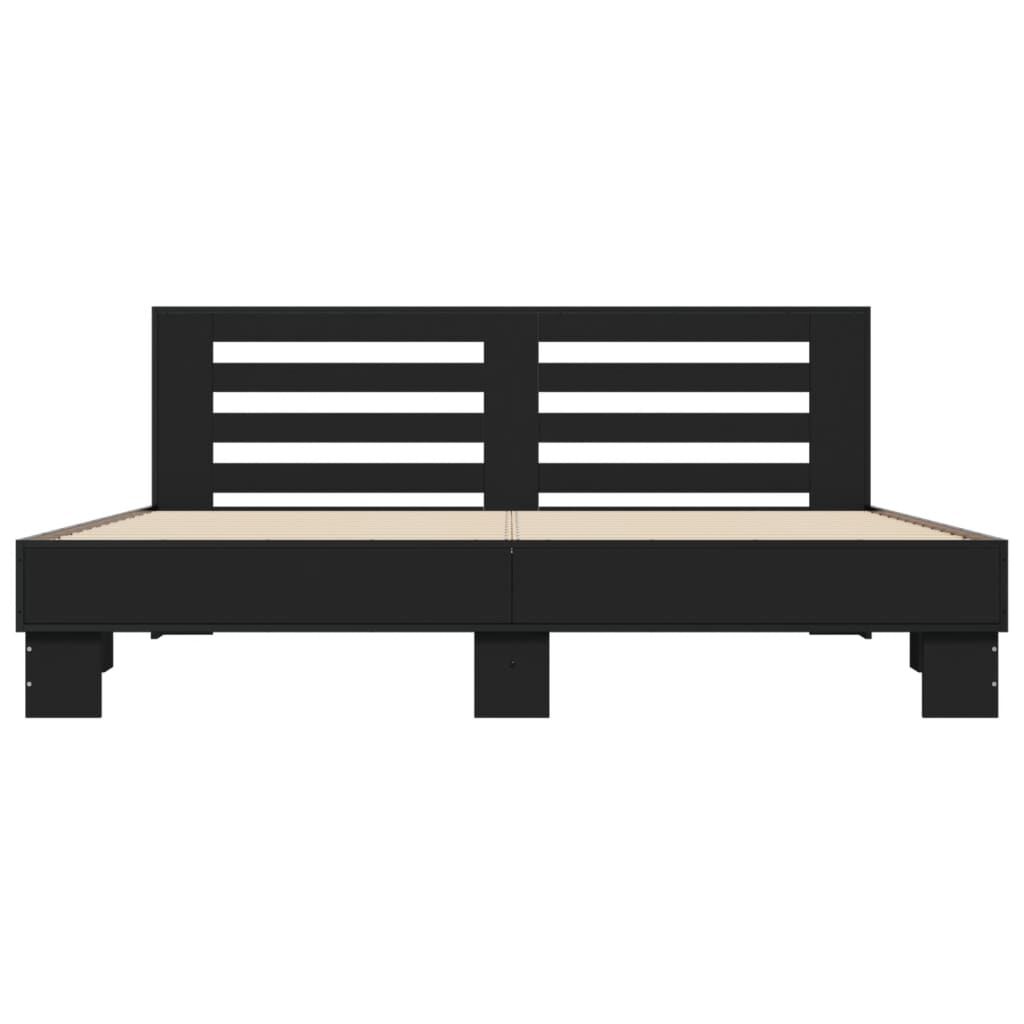 vidaXL Πλαίσιο Κρεβατιού Μαύρο 180 x 200 εκ. Επεξ. Ξύλο & Μέταλλο