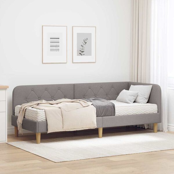 vidaXL Κρεβάτι Γωνίας με στρώμα με κεφαλάρι Taupe 80 x 200 cm ύφασμα