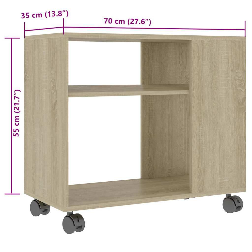 vidaXL Τραπέζι Βοηθητικό Sonoma Δρυς 70x35x55 εκ. Επεξεργασμένο Ξύλο