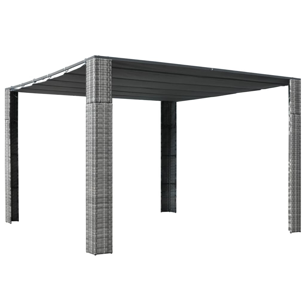 vidaXL Κιόσκι με Οροφή Γκρι/Ανθρακί 300x300x200 εκ. Συνθετικό Ρατάν