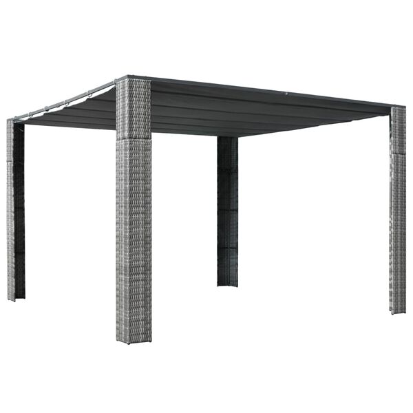 vidaXL Κιόσκι με Οροφή Γκρι/Ανθρακί 300x300x200 εκ. Συνθετικό Ρατάν