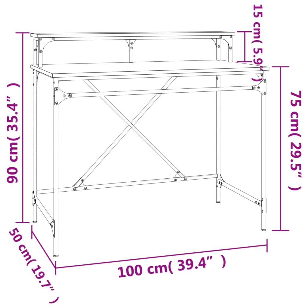 vidaXL Γραφείο Sonoma Δρυς 100x50x90 εκ. από Επεξεργασμένο Ξύλο