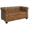 vidaXL Διθέσιος και Τριθέσιος Καναπές Chesterfield Σετ Καφέ