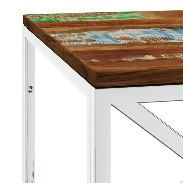 vidaXL Τραπεζάκι Σαλονιού Ανοξείδωτο Ατσάλι & Μασίφ Ανακυκλωμένο Ξύλο
