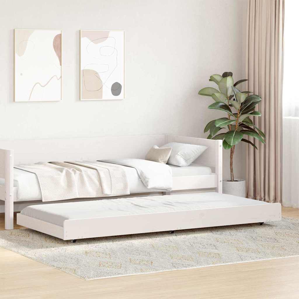 vidaXL Σκελετός Κρεβατιού Λευκό 90 x 200 cm Μασίφ ξύλο πεύκου