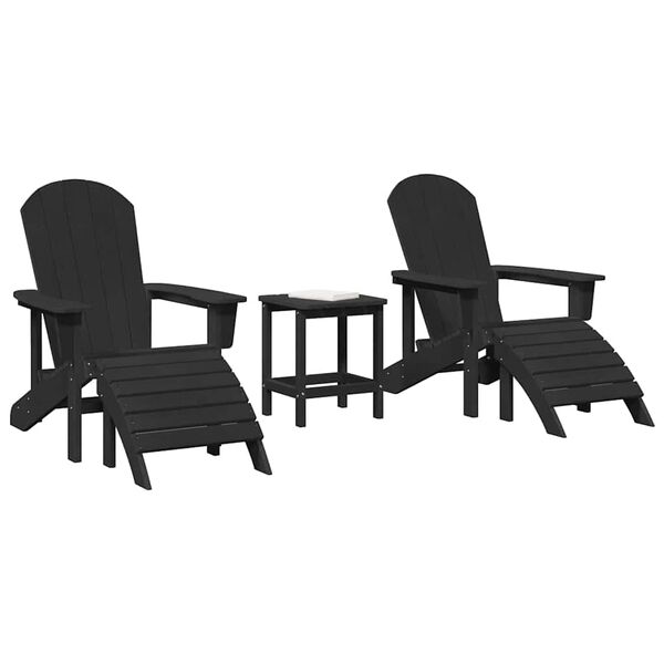 vidaXL Έπιπλα Χαλάρωσης Κήπου 3 pcs Μαύρο 38 x 38 x 46cm Πλαστικό
