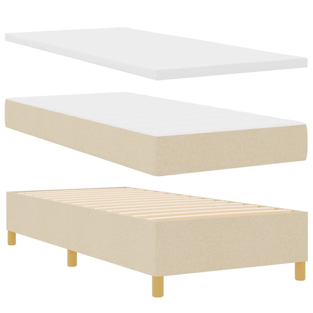 vidaXL Κρεβάτι με Ελατήριο και Στρώμα Κρεμ 100x200 cm Υφασμα