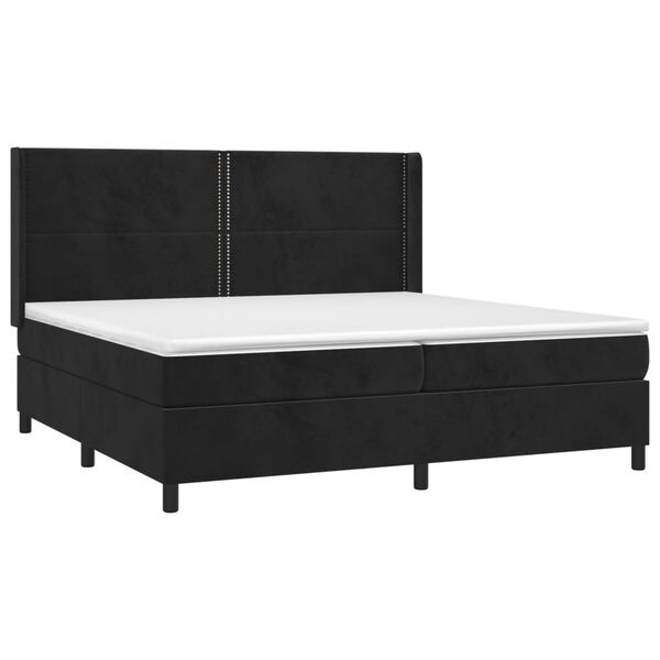 vidaXL Κρεβάτι Boxspring με Στρώμα Μαύρο 200x200 εκ. Βελούδινο