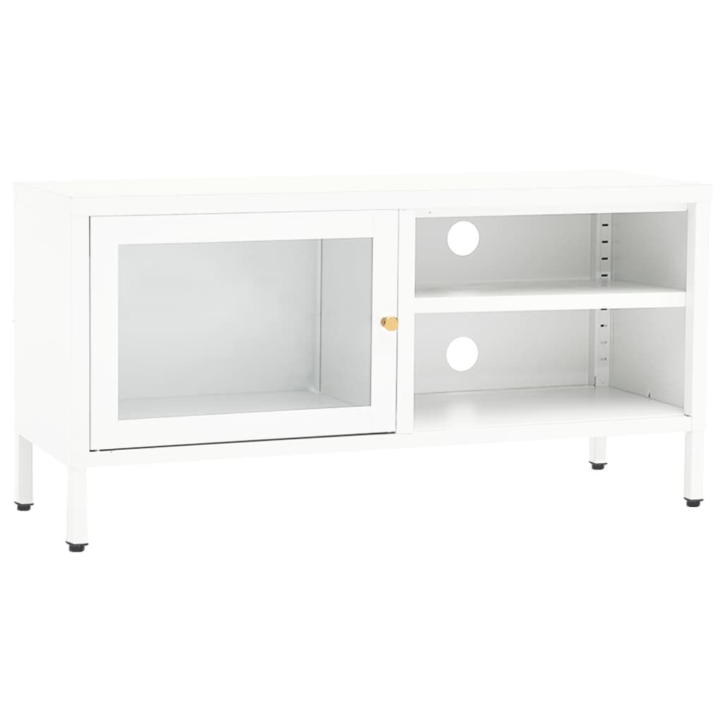 vidaXL Έπιπλο Τηλεόρασης Λευκό 90 x 30 x 44 εκ. από Ατσάλι και Γυαλί