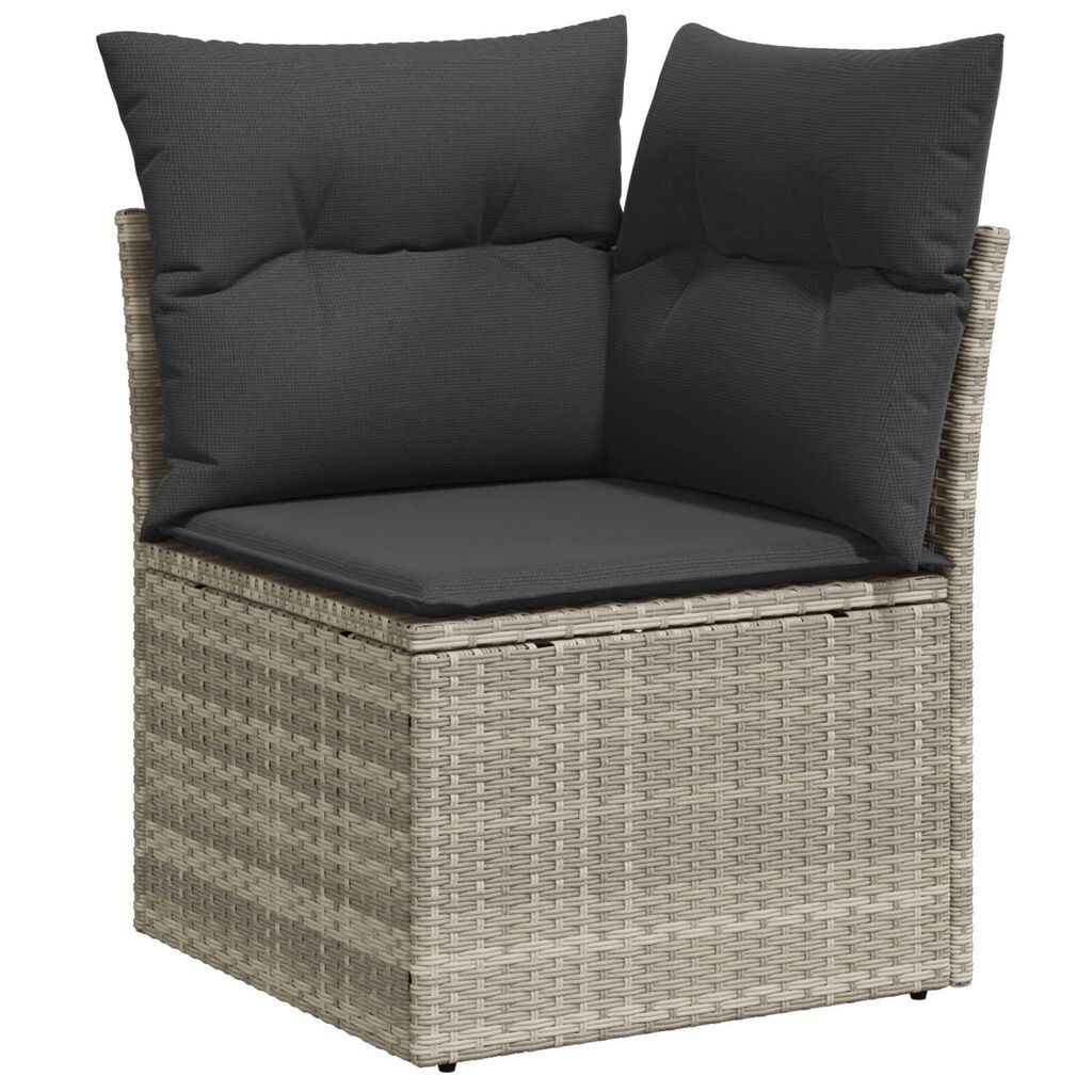 vidaXL Σετ Καναπέ Κήπου με μαξιλάρι 8 pcs Ανοιχτό γκρι Πολυ ράταν